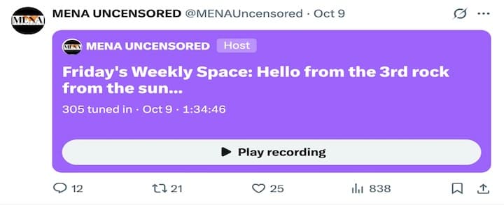 Friday's Weekly Space: 9 Oct 2026